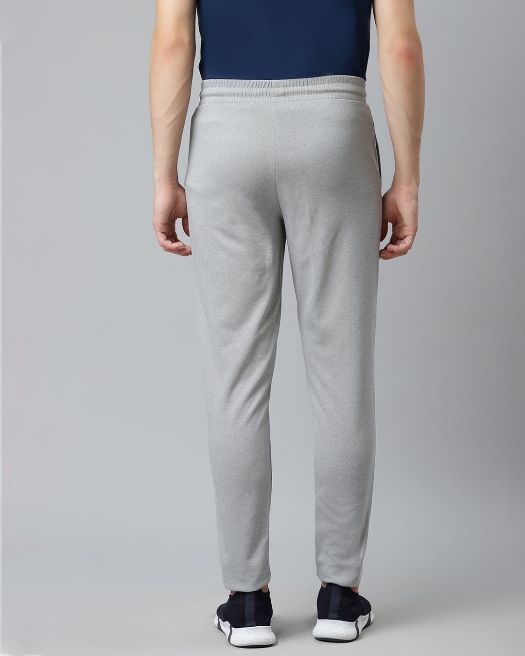 Shop Men Grey Melange Slim Fit Solid Track Pants