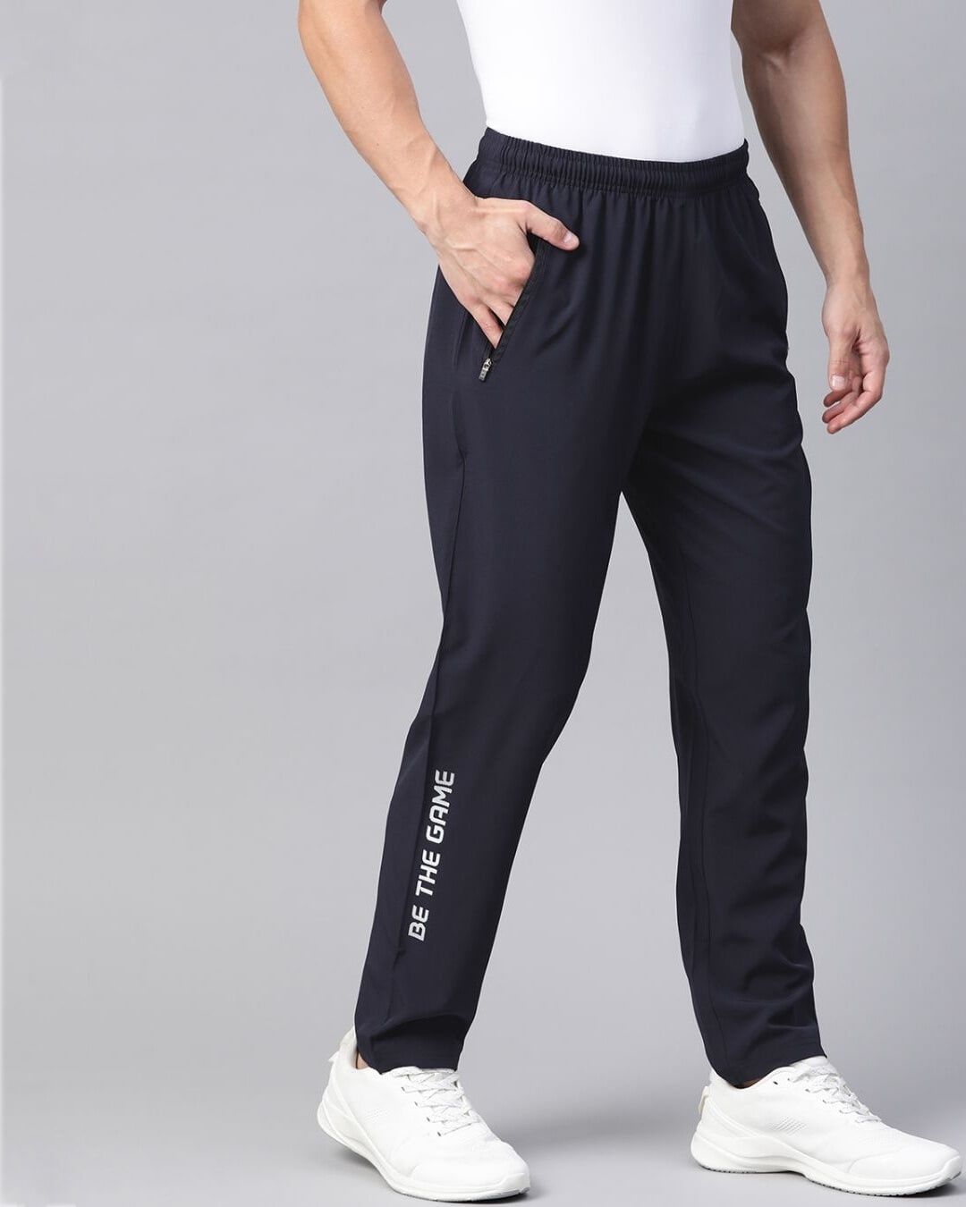 Shop Men Navy Blue Solid Track Pants-Design