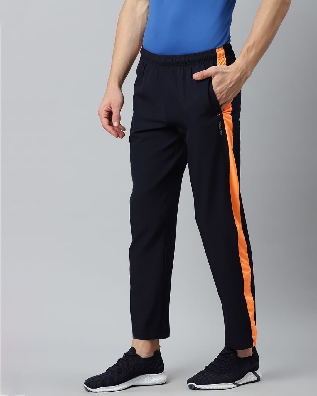 Shop Men Navy Blue Solid Track Pants