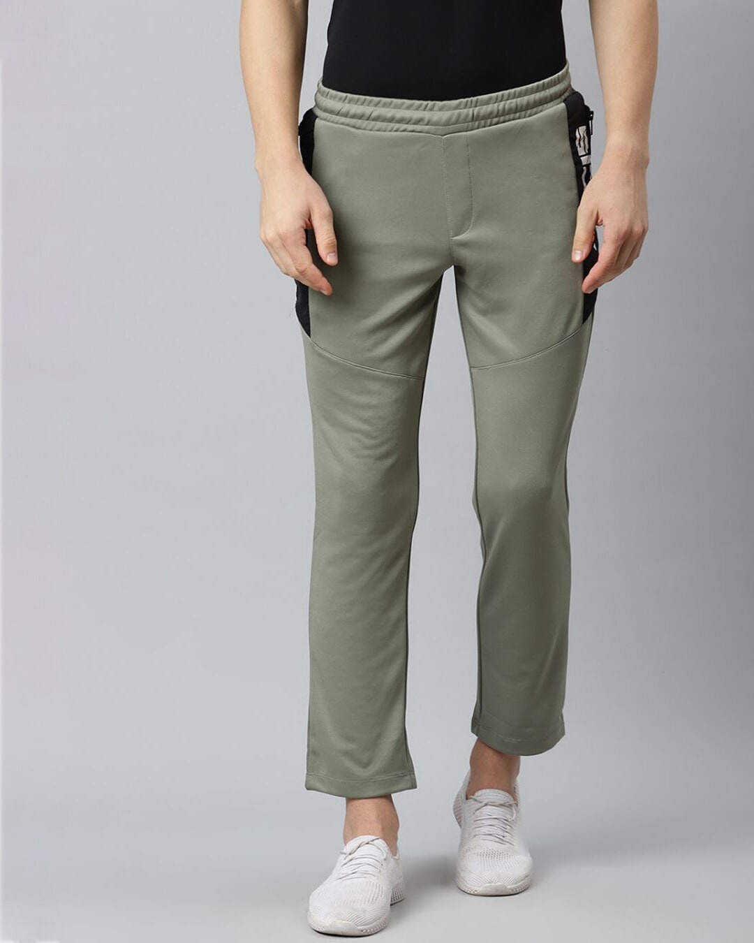 Shop Men Olive Green Solid Track Pants