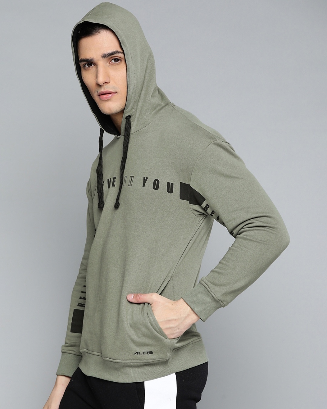 Shop Men's Green Typography Printed Hooded Slim Fit Jacket-Back
