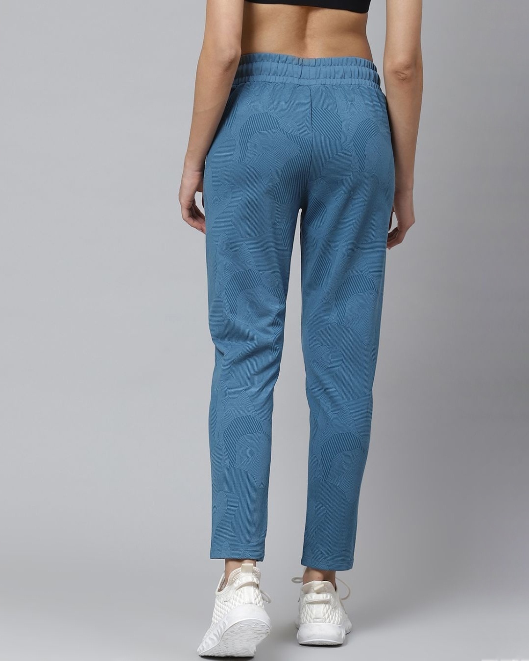 Shop Women Blue Solid Slim Fit Track Pants-Back