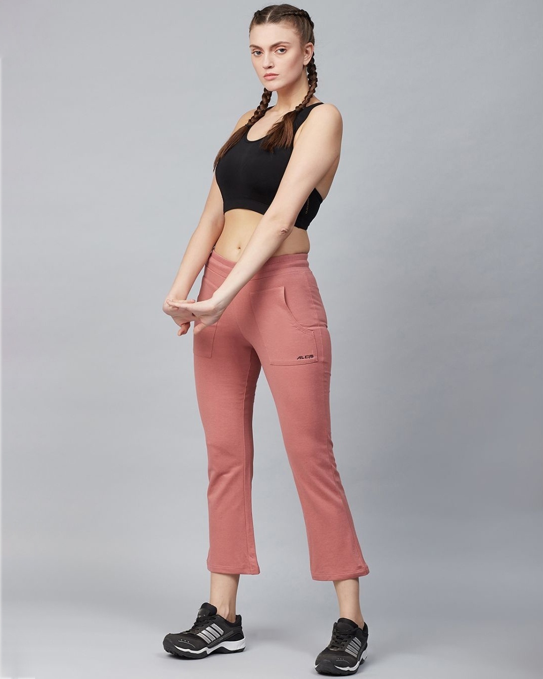 Shop Women Peach Coloured Solid Track Pants