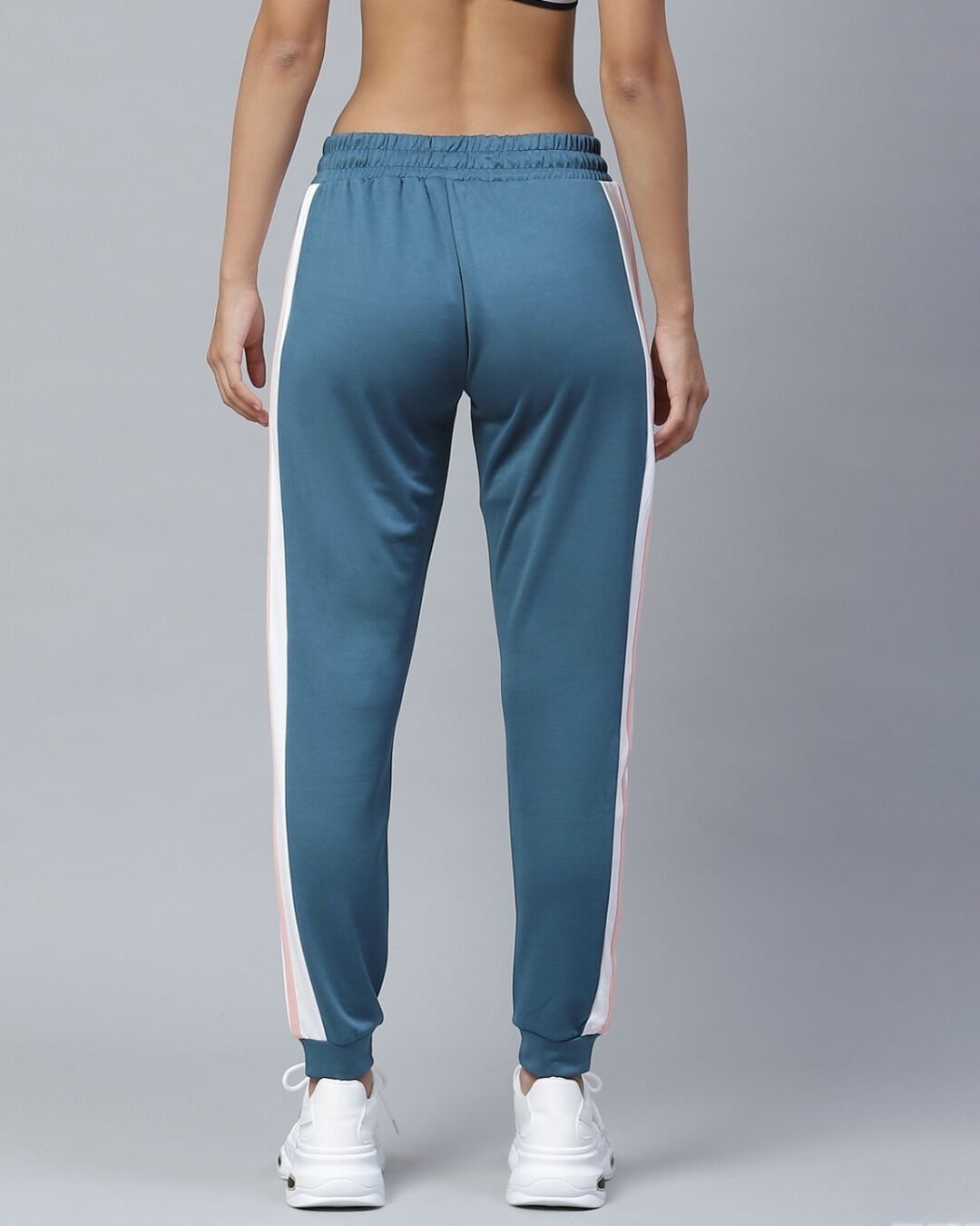 Shop Women Teal Green Solid Slim Fit Track Pants-Back