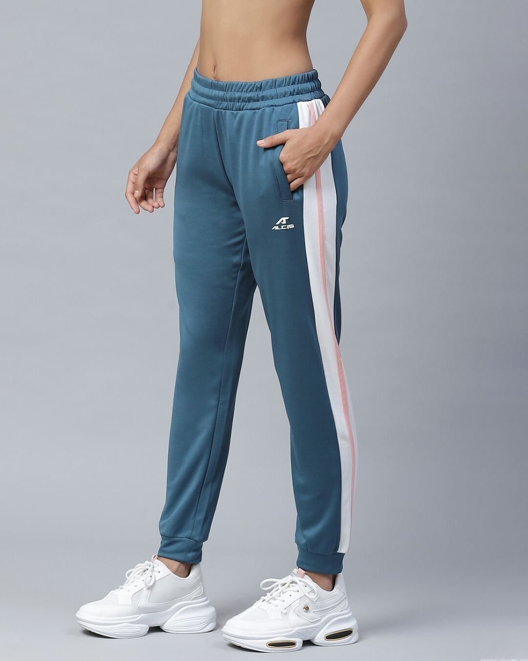 Shop Women Teal Green Solid Slim Fit Track Pants-Design