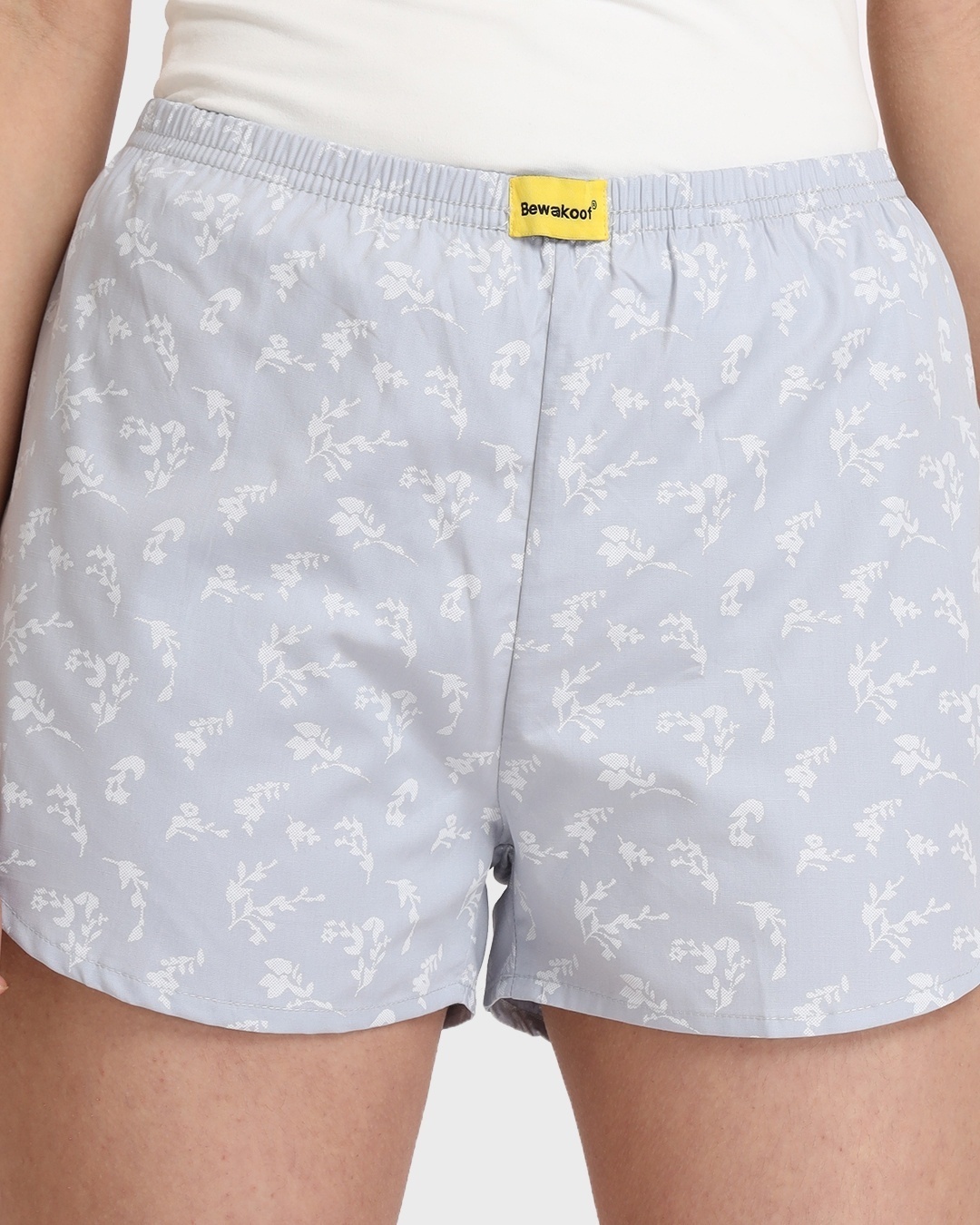 Shop Women's Grey All Over Floral Printed Boxers-Front