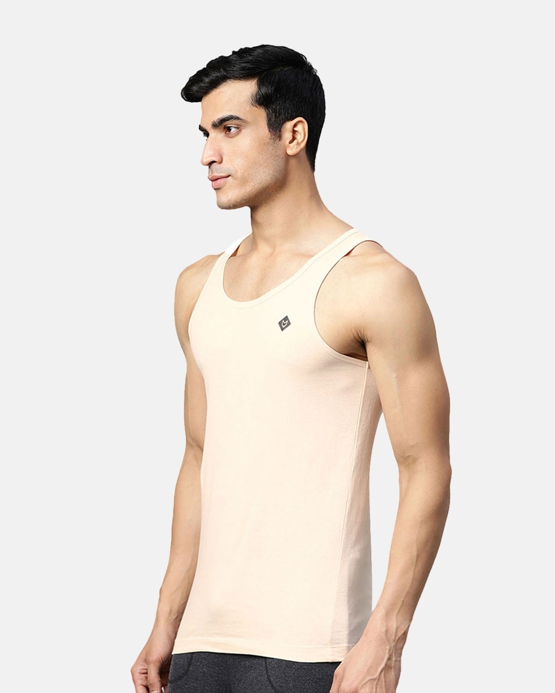Shop Fresco Slim Fit Cotton Vest   Tan-Design
