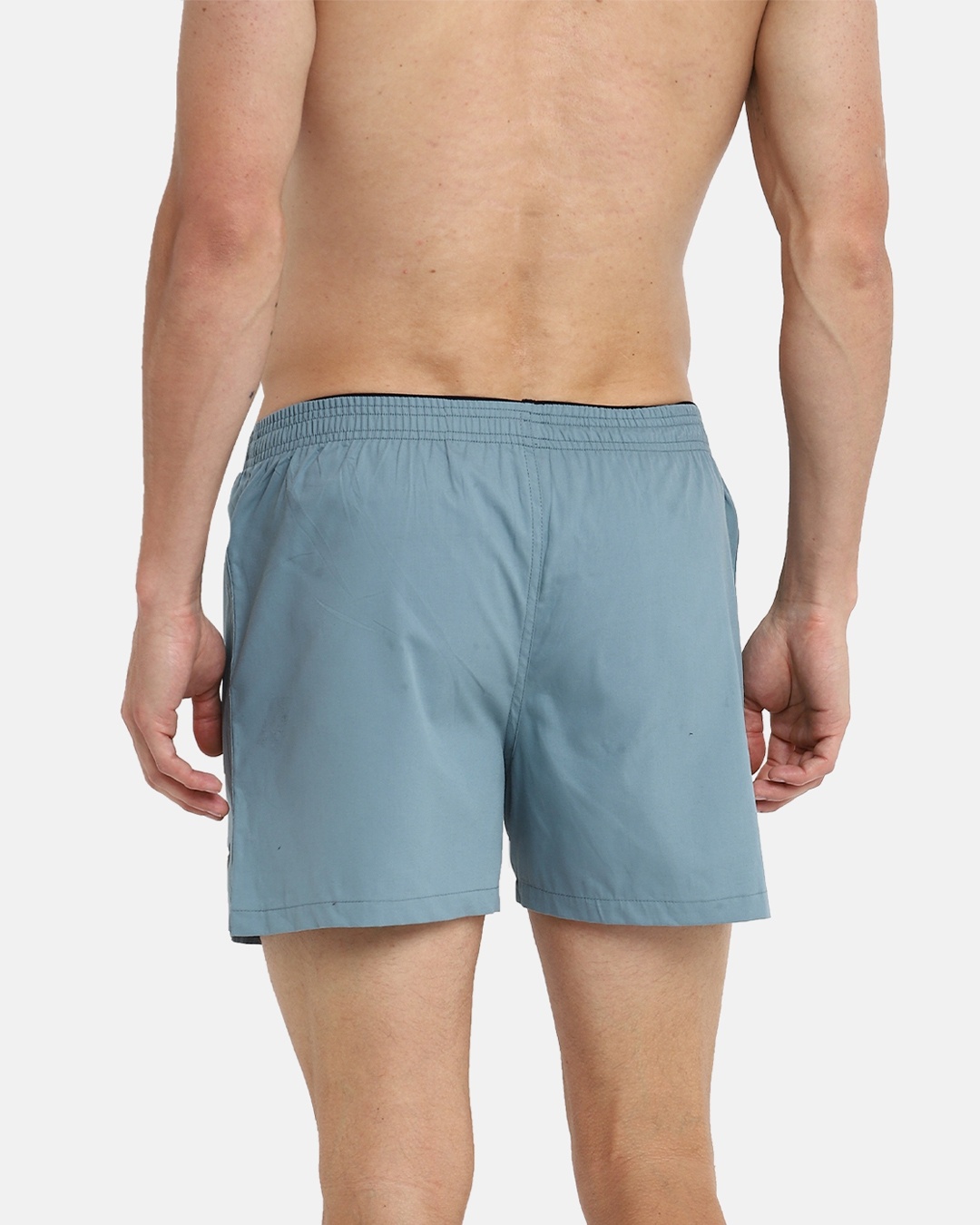 Shop Men's Blue & Grey Cotton Boxers (Pack Of 3)-Design