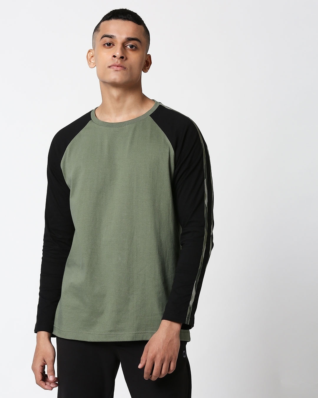 Shop Alpha Green Full Sleeve Raglan T-Shirt-Back