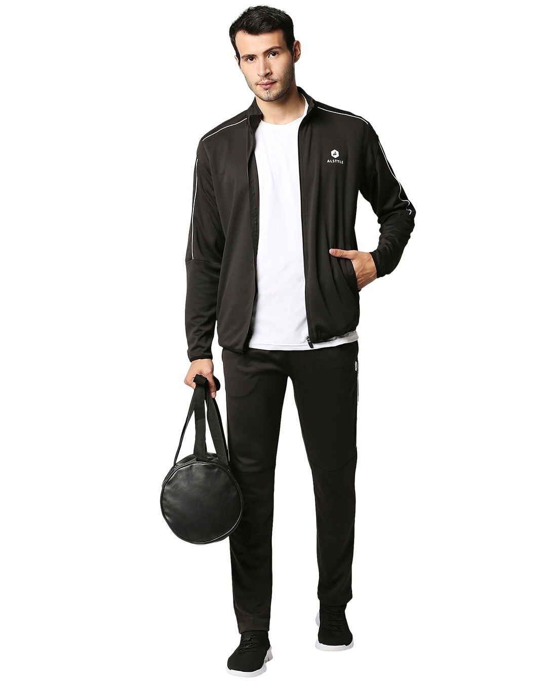 Shop Colorblock Men Black Track Suit