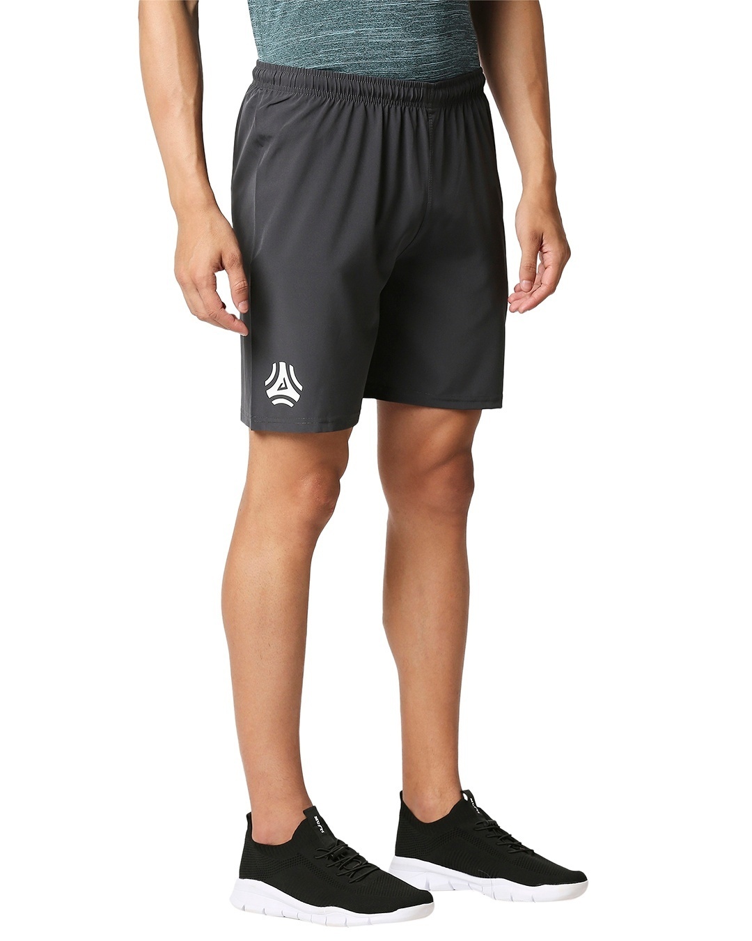 Shop Solid Men Dark Grey Regular Shorts-Full