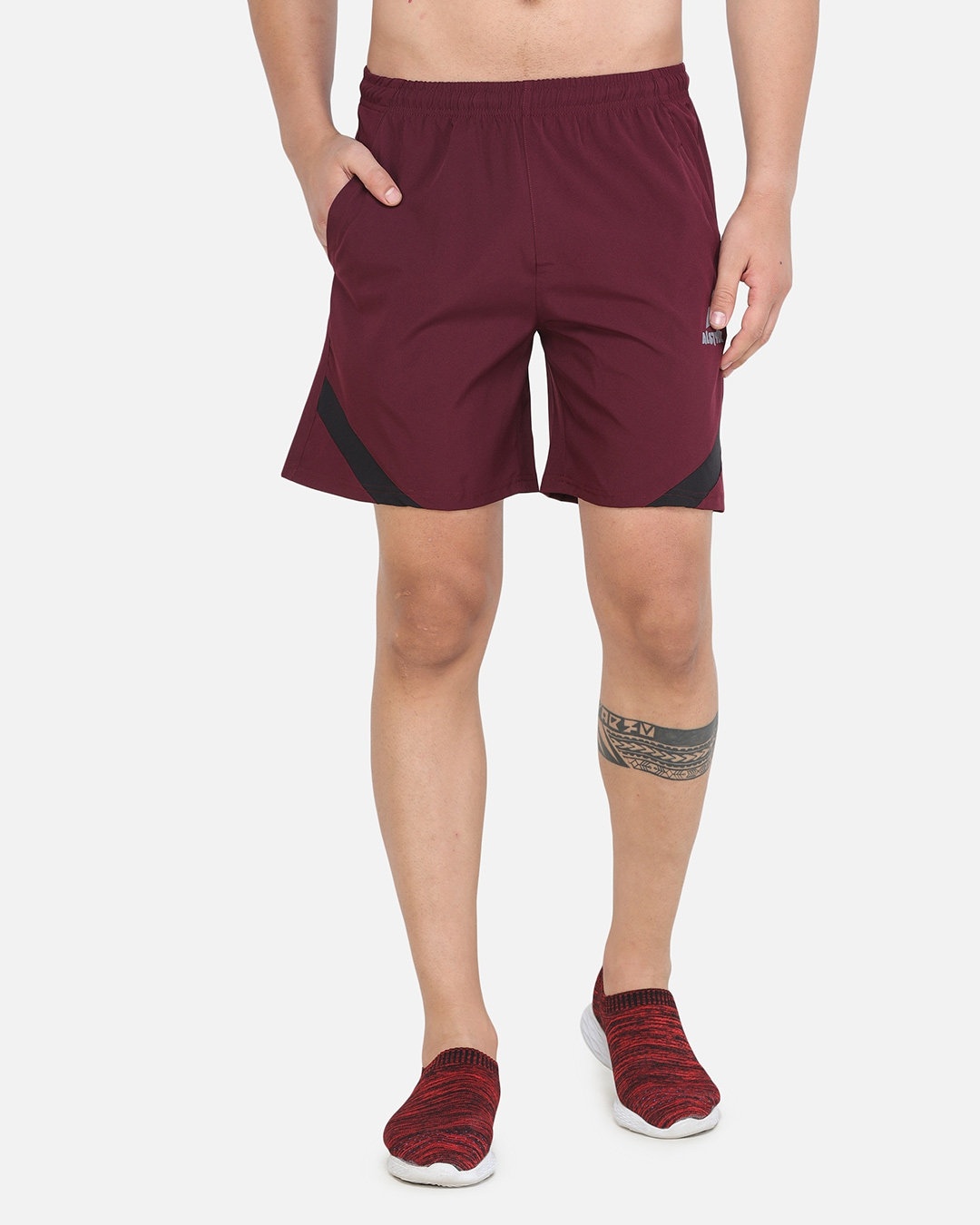 Shop Solid Men Maroon Basic Shorts-Front