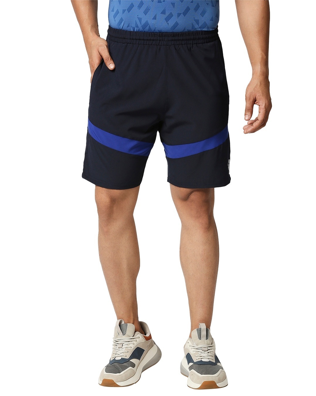 Shop Solid Men Navy Regular Shorts-Front