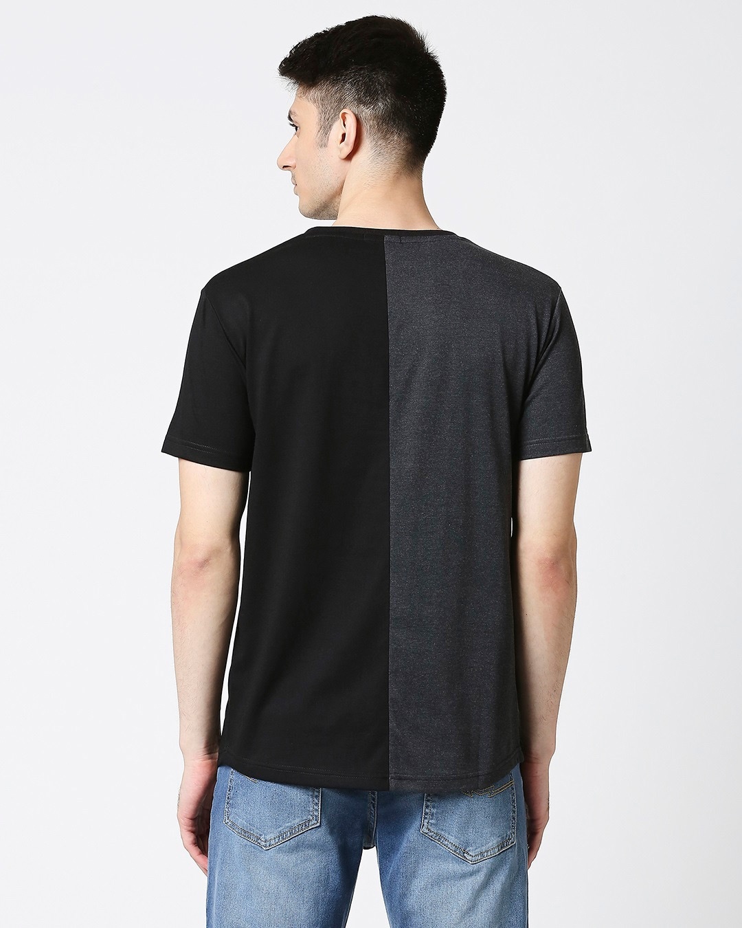 Shop Anthra Melange Half & Half T-shirt-Full