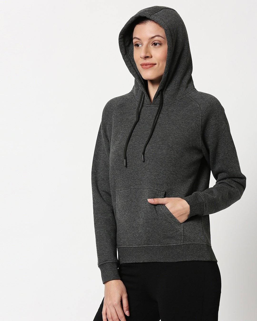 Shop Anthra Melange Hoodie Sweatshirt-Design