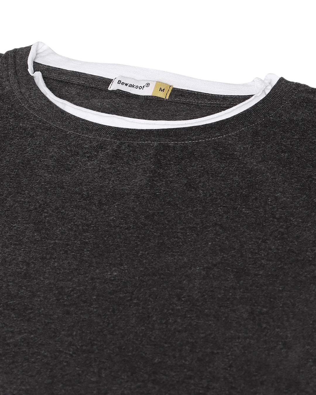 Shop Anthra Melange Raw Edge Full Sleeve T-Shirt