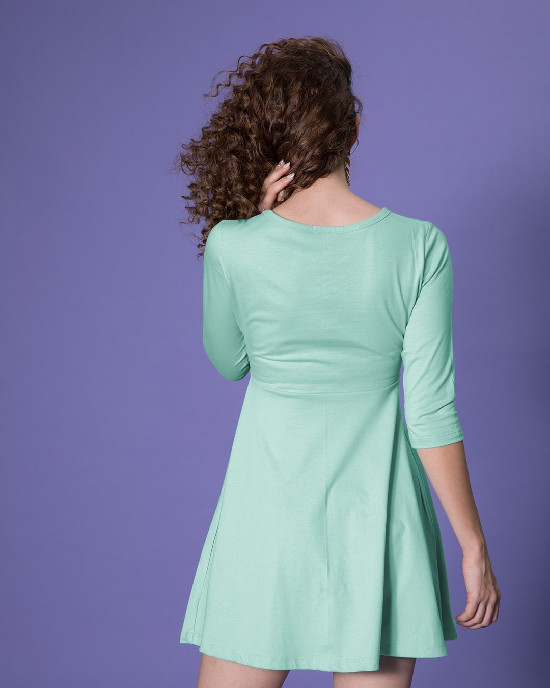 Shop Aqua Green Flared Dress-Full