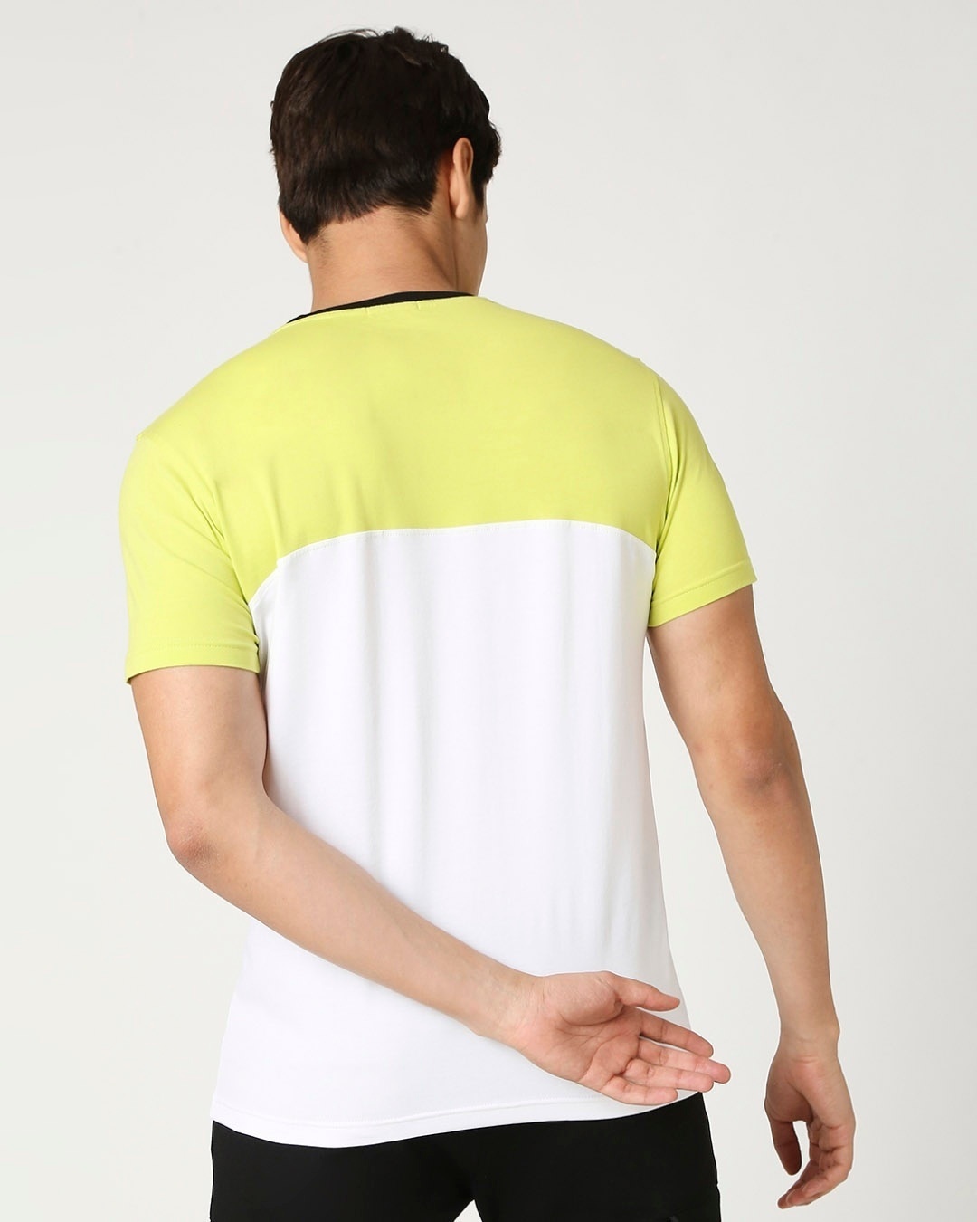 Shop Arcade Green Half Sleeve Color Block T-Shirt-Full