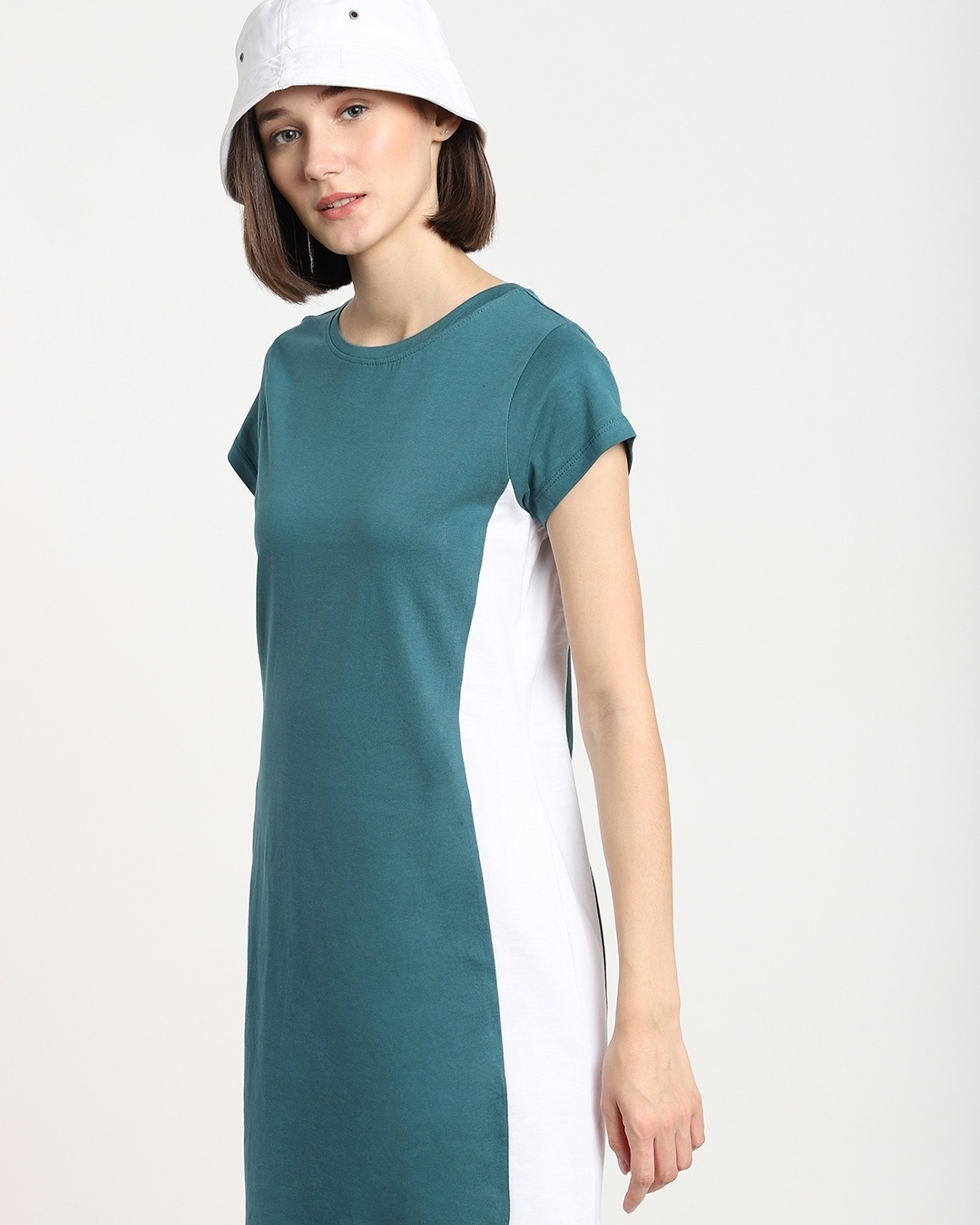 Shop Atlantic Deep Solid Side Cut N Sew Cap Sleeves Slim Fit Dress