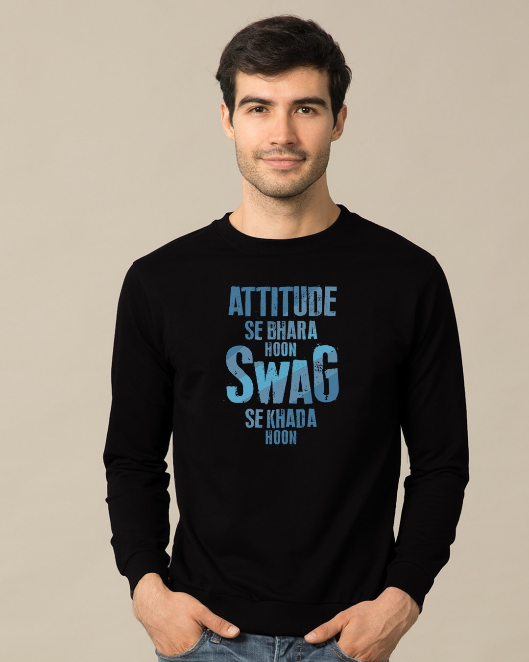 Shop Attitude Aur Swag Fleece Light Sweatshirt-Front