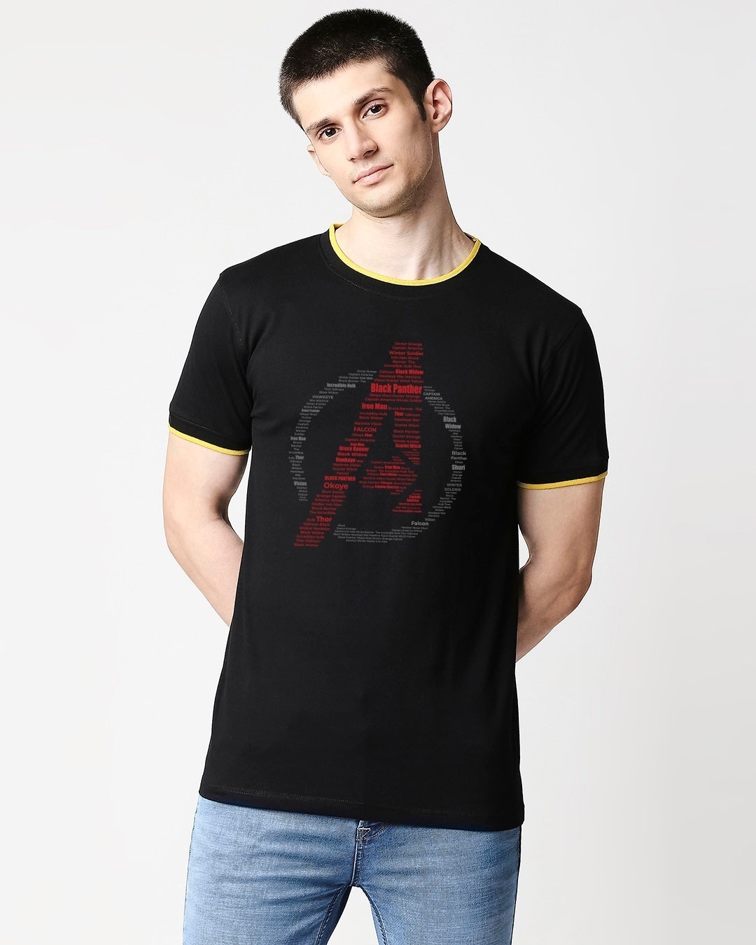 Shop Avengers All Stars (AVL) Round Neck Varsity T-Shirt-Front