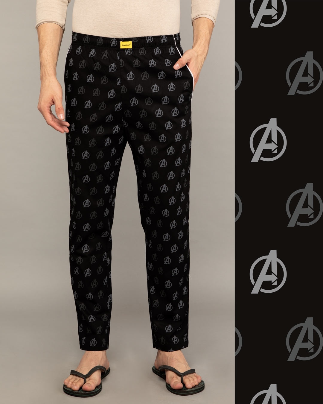 Shop Avengers Logo Only All Over Printed Pyjama (AVL)-Front