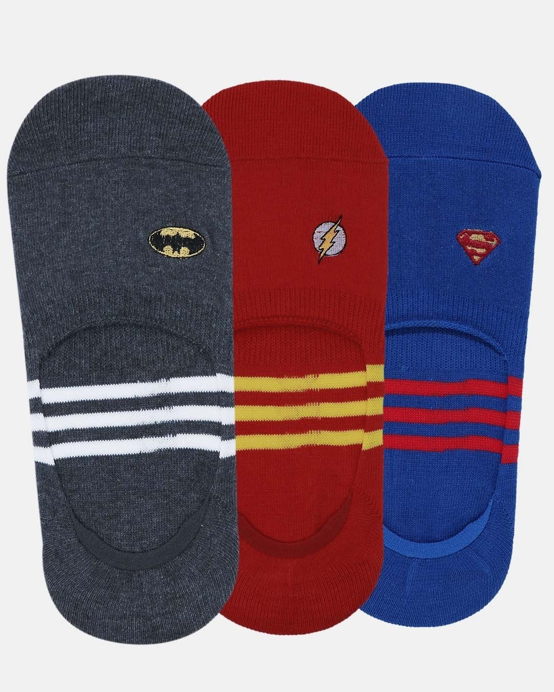 Shop Justice League Men's Cotton Loafer Socks Combo (Pack Of 3)-Front