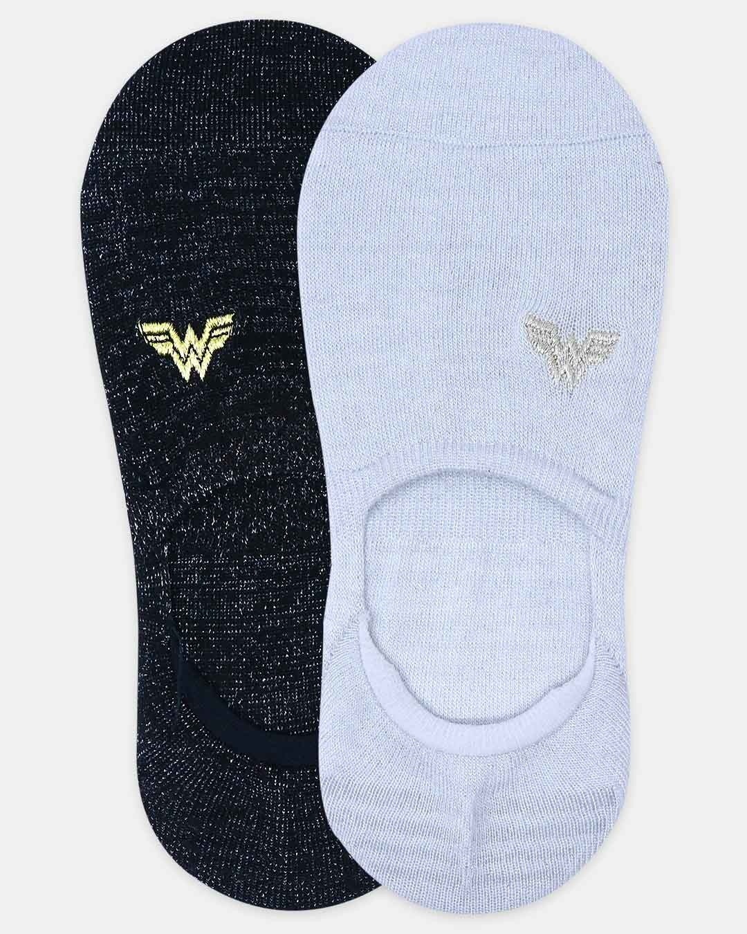 Shop Justice League Wonder Woman Embroidered Free Size Loafer Socks (Pack Of 2)-Back