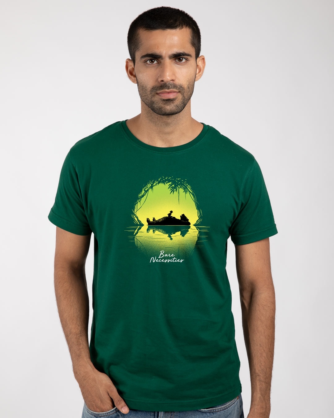 Bare Denim Green Cotton T-shirt - Buy Bare Denim Green Cotton T-shirt  Online at Best Prices in India on Snapdeal