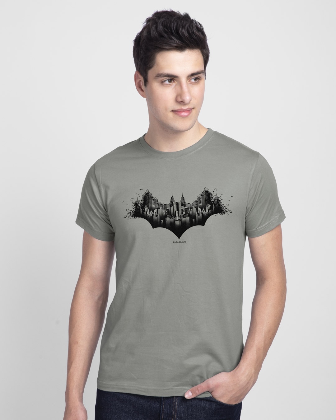 Buy Batman Building Half Sleeve T-Shirt (BL) for Men grey Online at Bewakoof