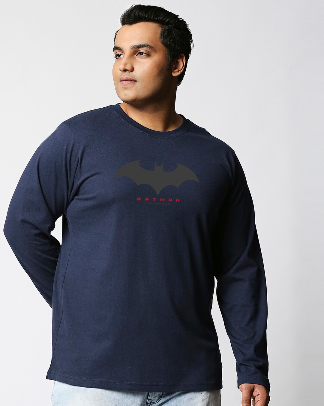 Shop Batman Outline Logo (BML) Men's Full Sleeves T-shirt Plus Size-Front