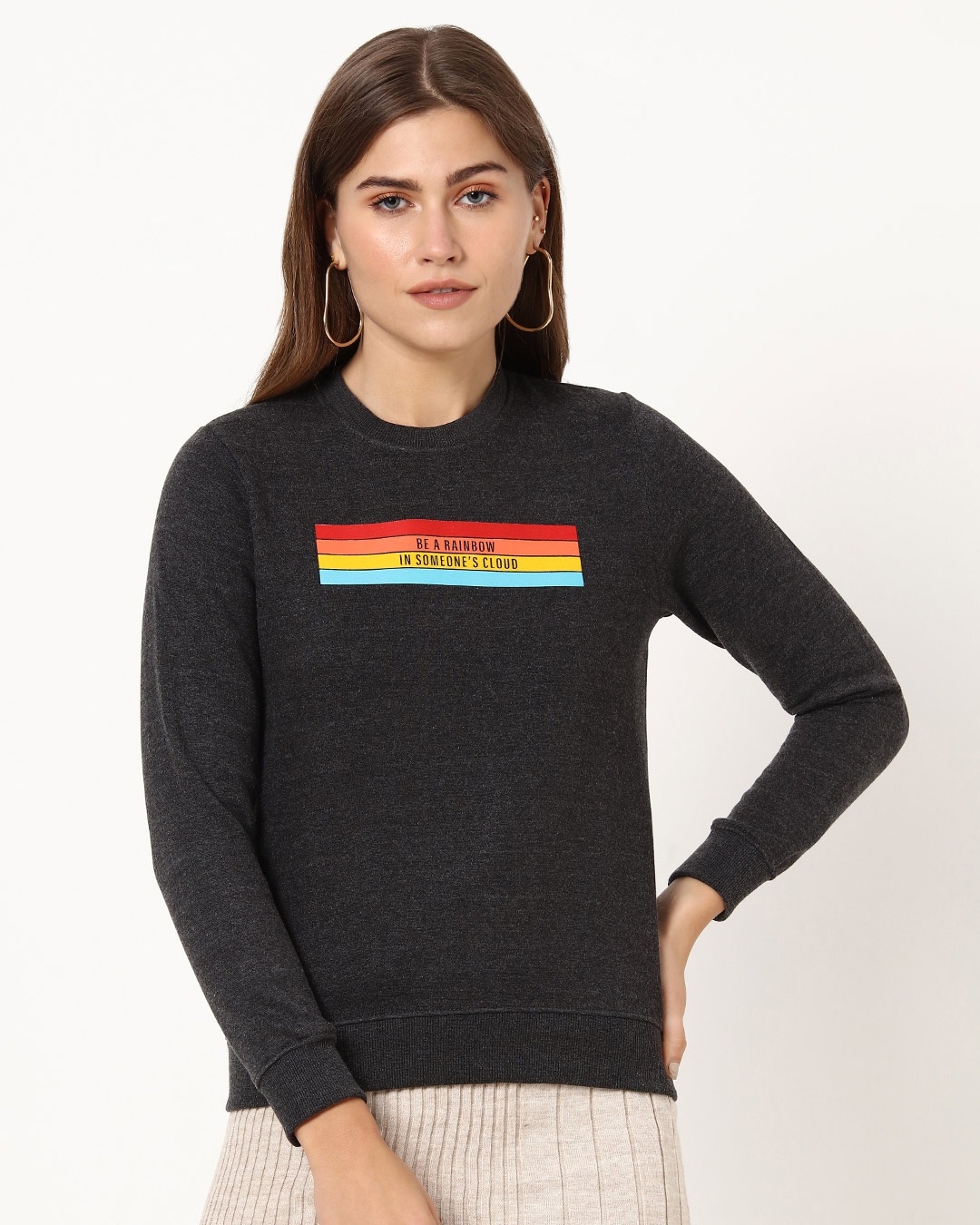 Shop Be A Rainbow Fleece Sweatshirt-Front