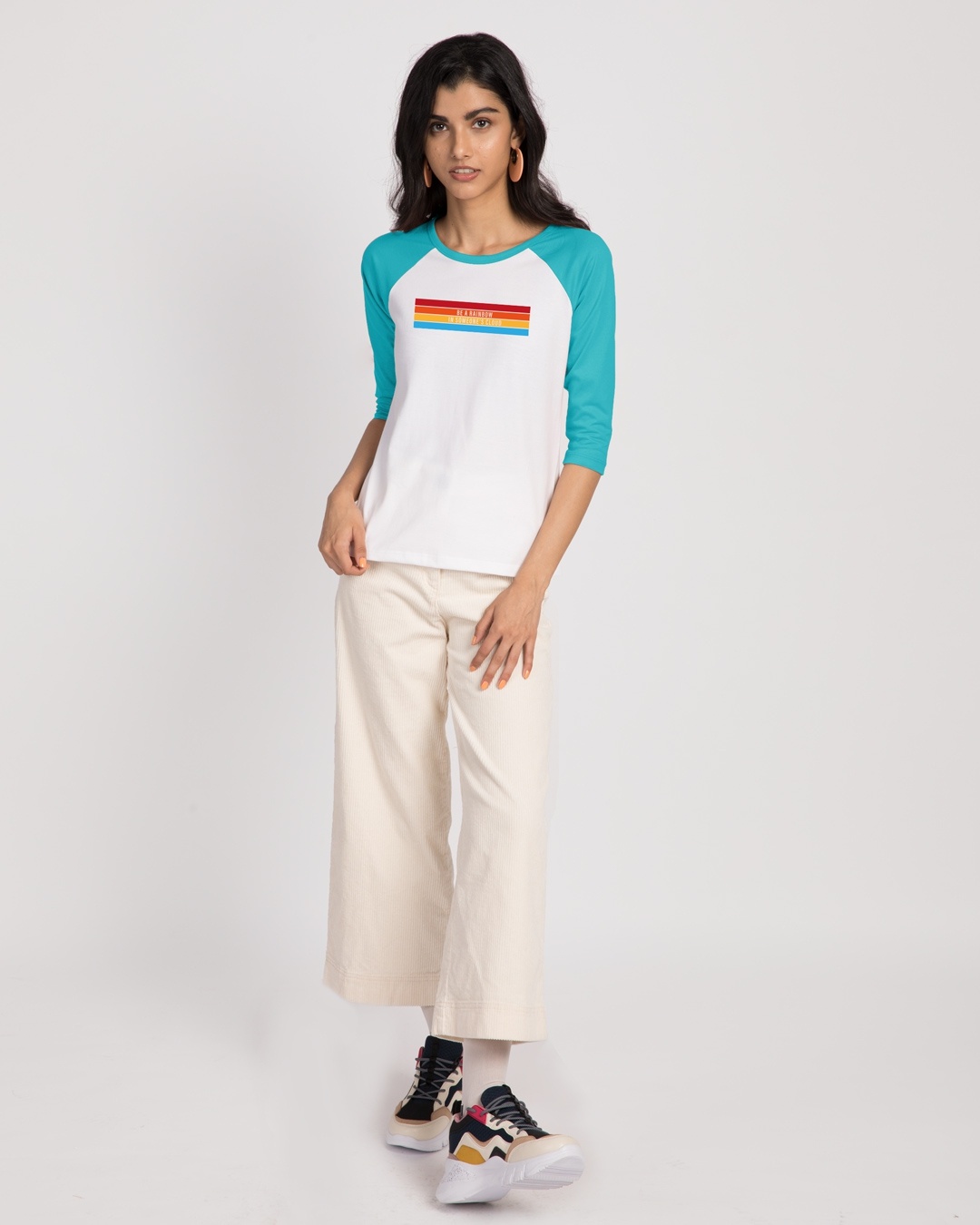Shop Be A Rainbow T-Shirt 3/4th Sleeve Raglan T-Shirt-Design