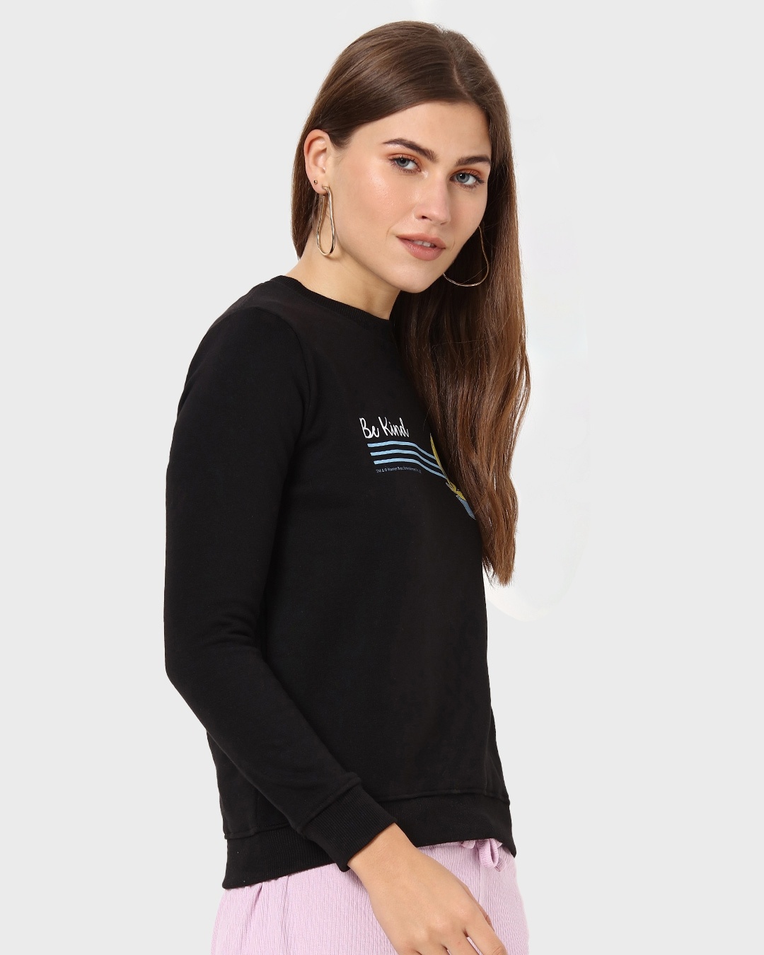 Shop Women's Black Be Kind Tweety (LTL) Graphic Printed Fleece Sweatshirt-Back