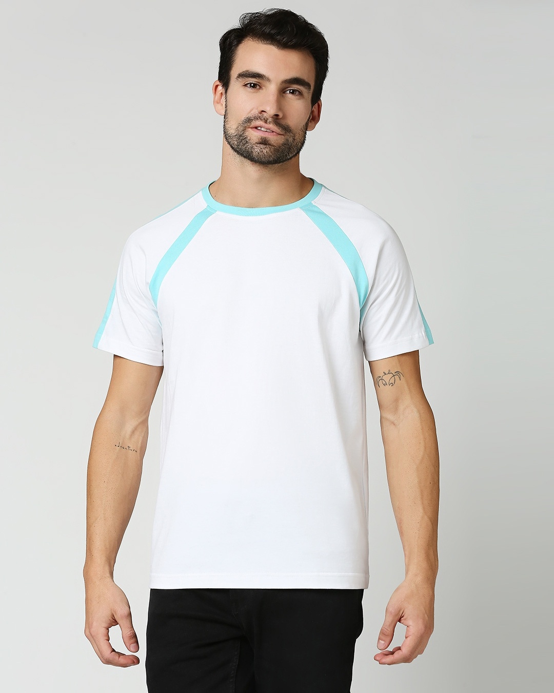 Buy Beach Blue Half Sleeves Raglan T -Shirt for Men Multicolor Online ...