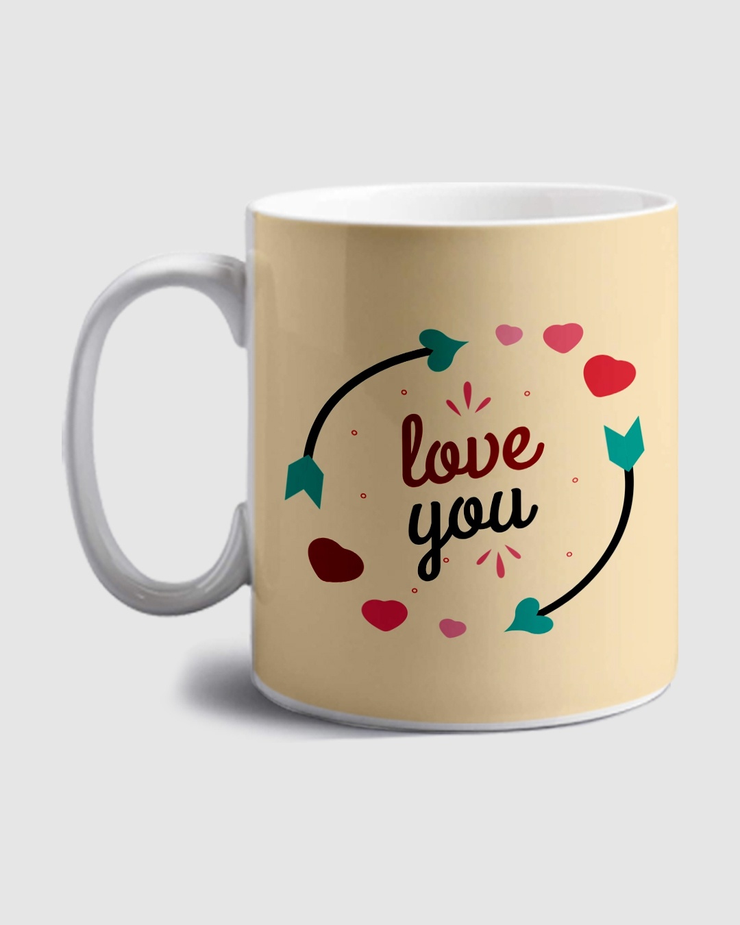 Shop Beige Love You Valentine Mug-Front