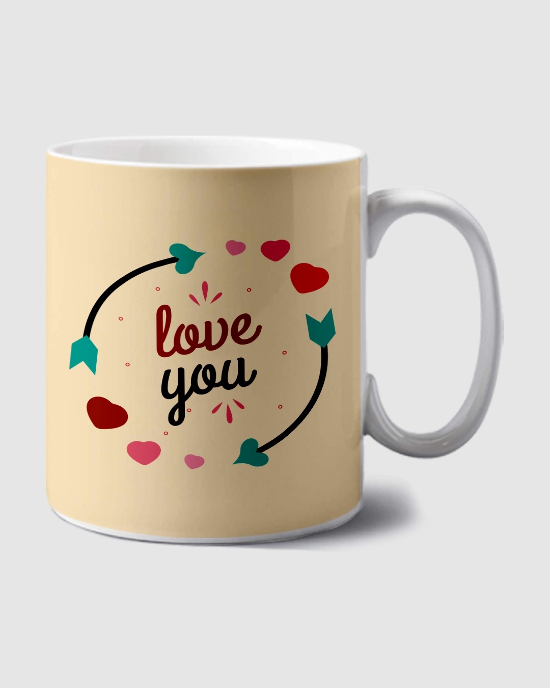 Shop Beige Love You Valentine Mug-Back