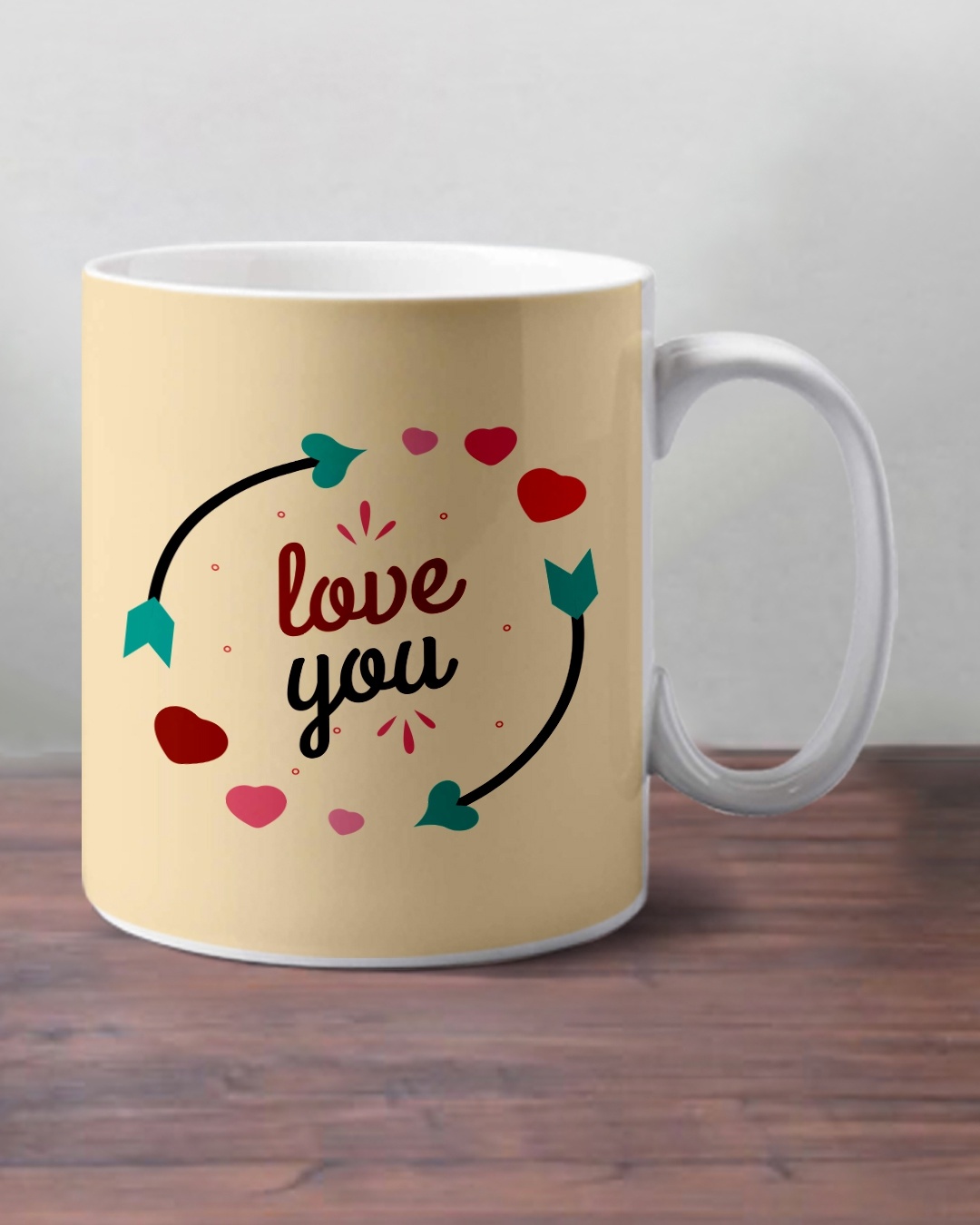 Shop Beige Love You Valentine Mug-Design