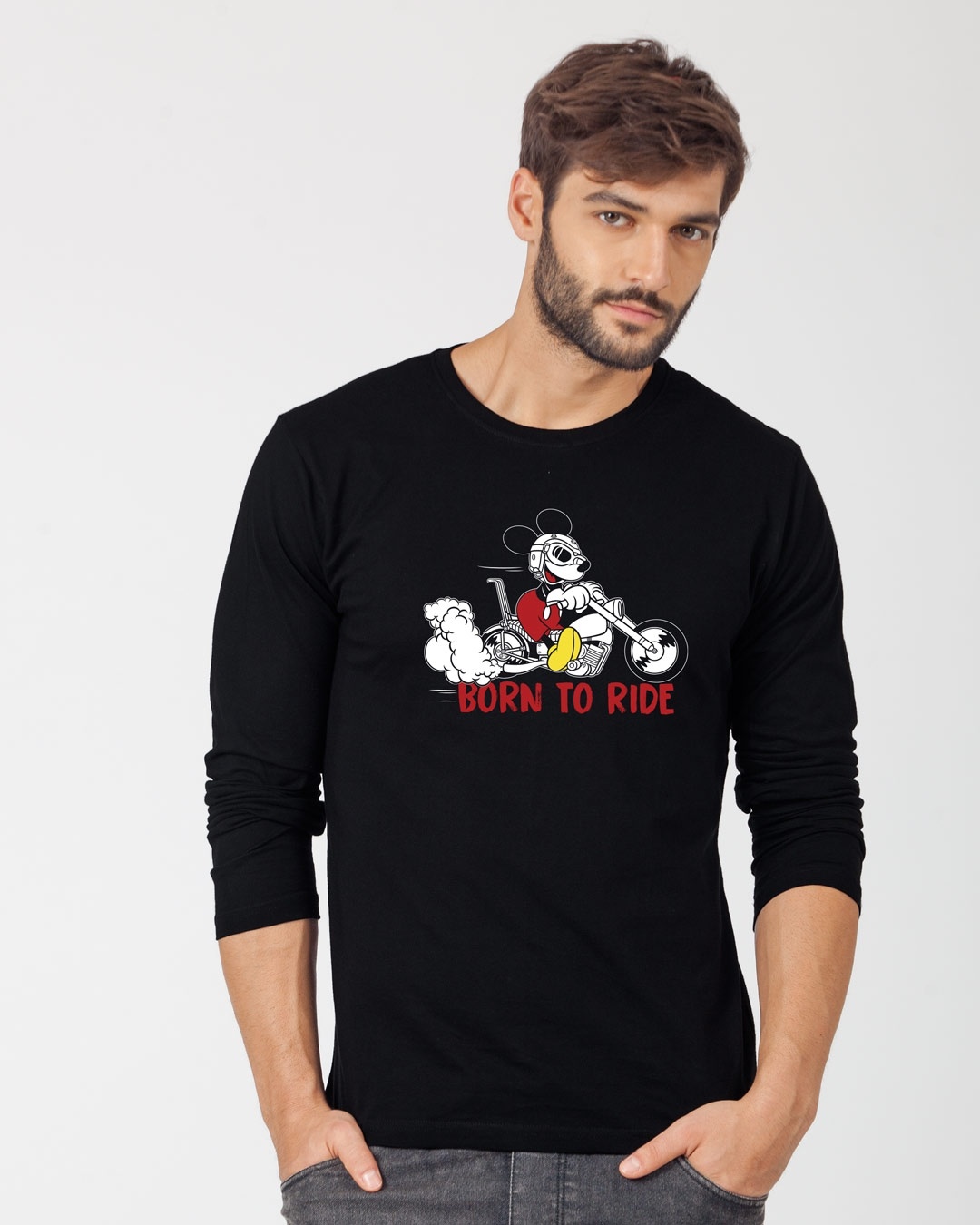 Shop Bike Mickey Full Sleeve T-Shirt (DL)-Front