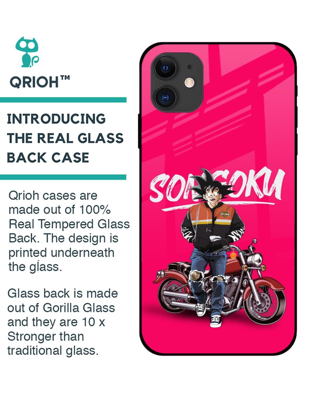 Shop Biker Goku Premium Glass Case for Apple iPhone 12 Mini (Shock Proof,Scratch Resistant)-Back
