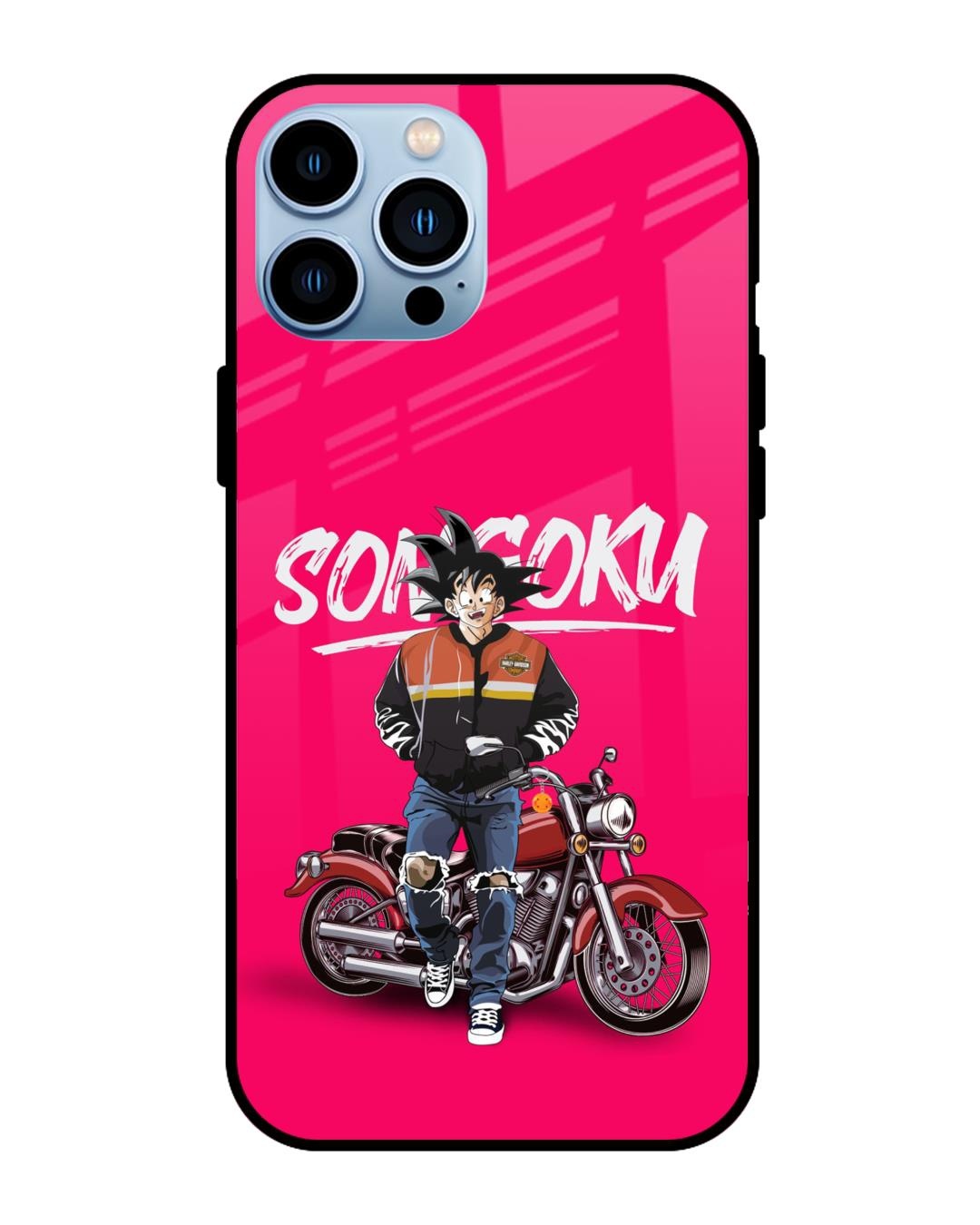 Shop Biker Goku Premium Glass Case for Apple iPhone 13 Pro Max (Shock Proof,Scratch Resistant)-Front