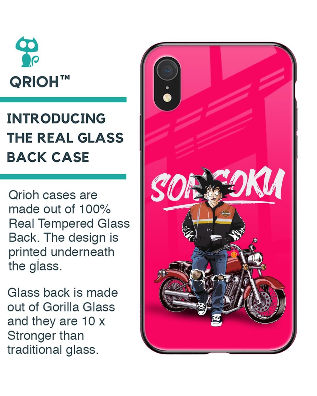 Shop Biker Goku Premium Glass Case for Apple iPhone XR (Shock Proof,Scratch Resistant)-Back