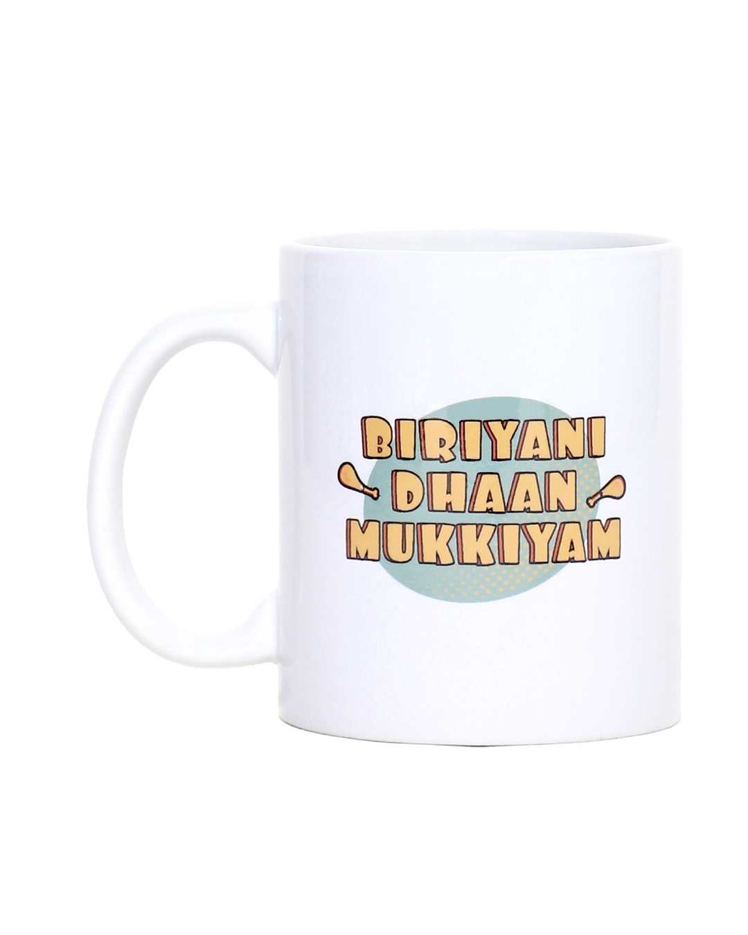 Shop Biriyani Dhaan Mukkiyam Ceramic Mug,  (320ml, White, Single Piece)-Back