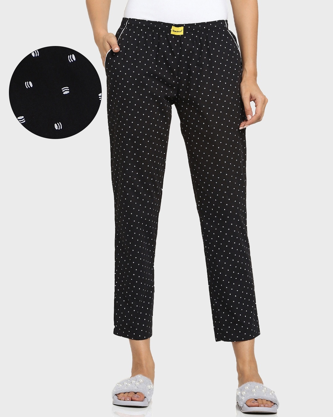 Shop Black AOP Geometric Print C Pyjama-Front