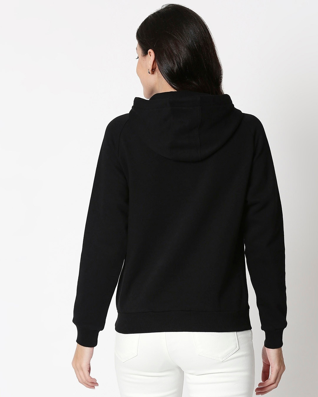 Shop Black Basic Hoodie Sweatshirt-Full