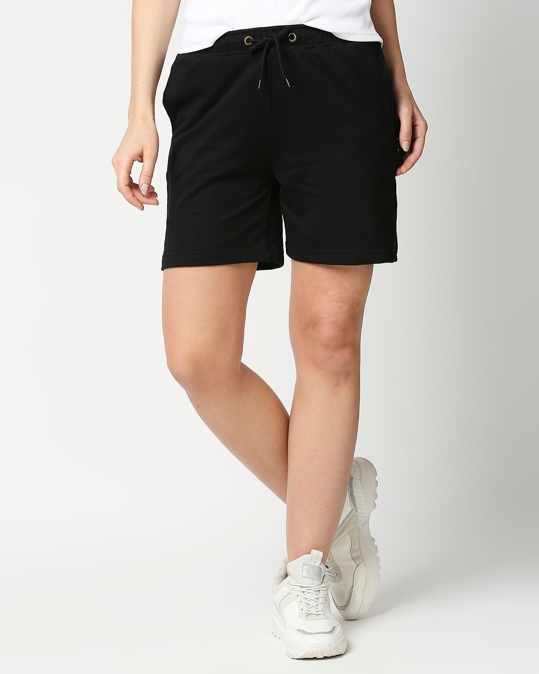 Shop Black Basic Shorts-Front