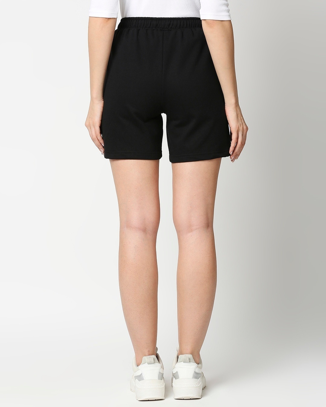 Shop Black Basic Shorts-Full