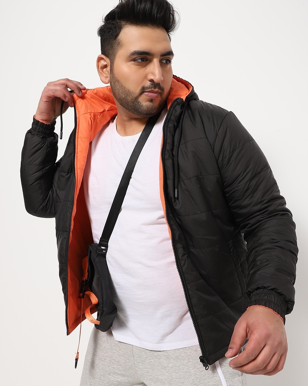 Orange black cheap puffer jacket