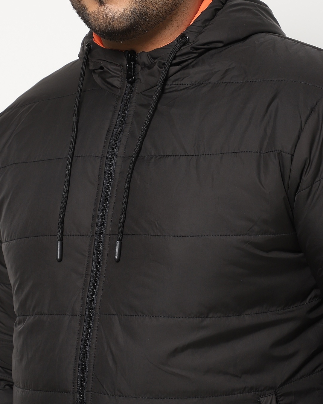 Shop Black-Burnt Orange Plus Size Puffer Jacket