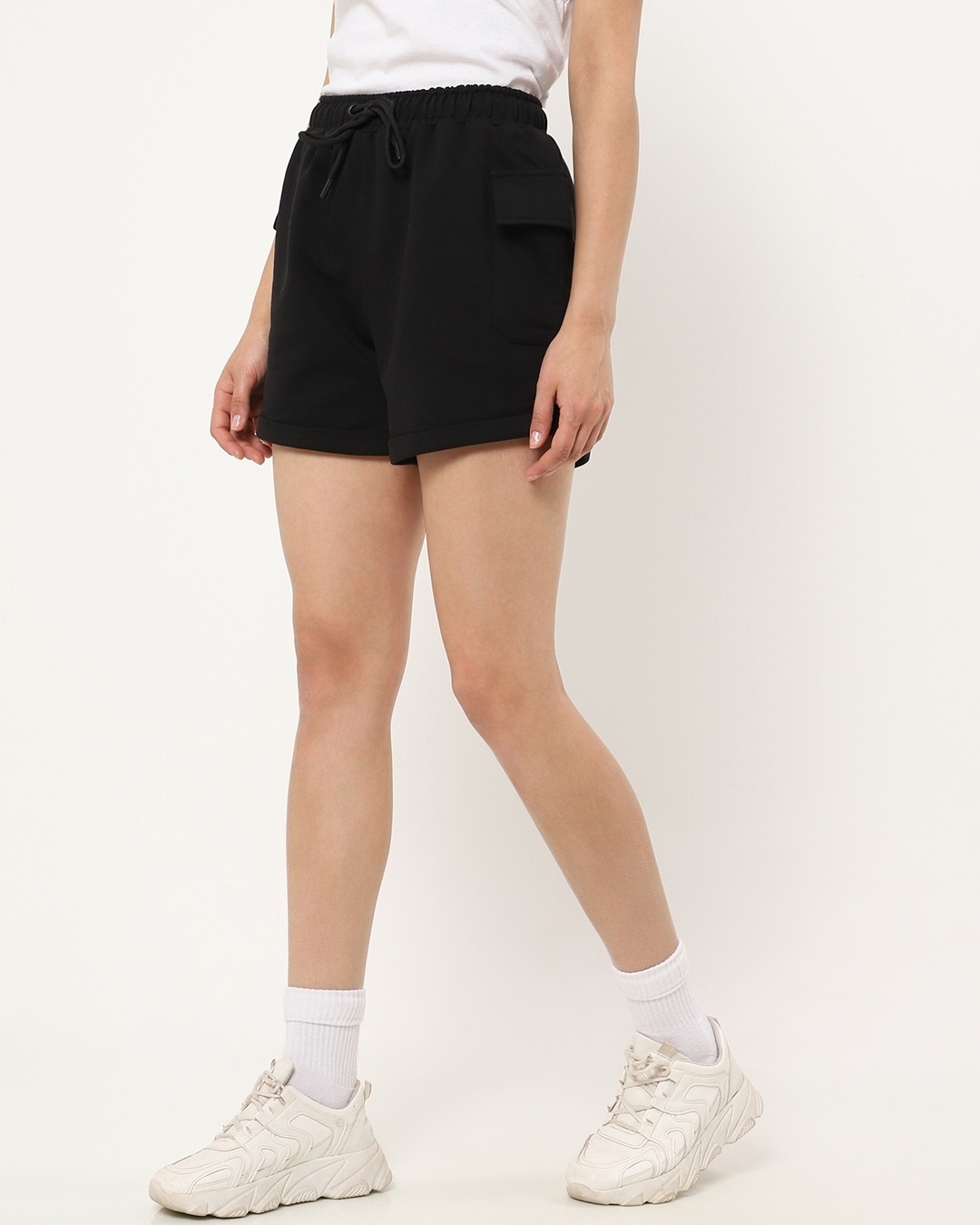 Shop Women's Black Cargo Pocket Shorts-Design